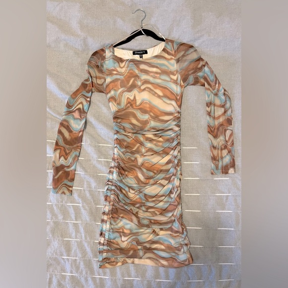 Dynamite Long Sleeve Mini Mesh Dress - Picture 2 of 3